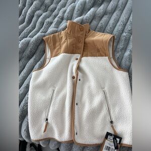 The North Face Tan and White Fleece Vest